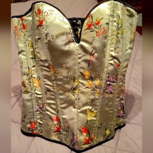 Shirley of Hollywood Floral Satin Corset - Multicolor